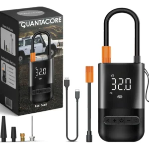 Compressor Digital Portátil QuantaCore Preto Para Carro e Moto USB-C