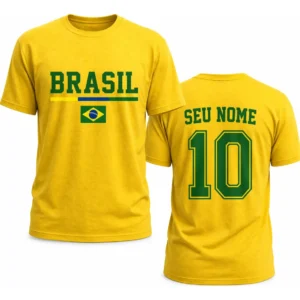 Camisa Infantil Brasil Personalizada Nome+numero Copa Hexa