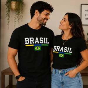 Kit 2 Casal Camisas Brasil 100% Algodão Futebol Copa Pagode
