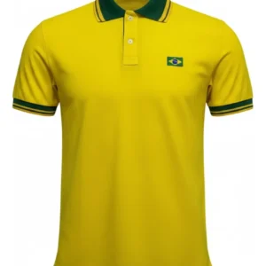 Camisa Brasil Polo Piquet Masculino Amarela Oficial