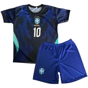 Conjunto Infantil Brasil Azul Amarela Camisa 10 Tam 2 Ao 14