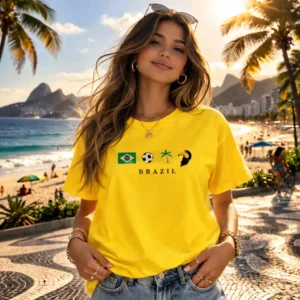 Camiseta Estampada Feminina Leve Moda Praia Algodão Fresca