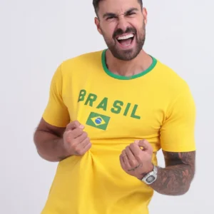 Camiseta Do Brasil Masculina Camisa Copa 2026 Amarela Verde